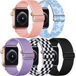 Cangroo 5 Pack Stretchy Nylon Band Compatible with Apple Watch Bands 40mm 41mm 42mm 44mm 45mm 49mm 38mm for Women Men, Elastic Loop Band for iWatch SE Ultra 2 1, Series 9 8 7 6 5 4 3 2 1