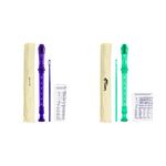 World Rhythm WR-804 Descant School Recorder with Bag, Cleaning Rod and Fingering Chart - Soprano - English/Baroque Fingering - Purple & TIGER REC7-GR Descant/Soprano School Recorder with Bag