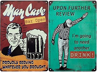 Man Cave Decor 2PC Set, Funny Mancave Stuff for Men, 8" x 12", 4 Screws Incl, Mancave Accessories Metal Signs and Decor, Man Cave Gifts for Men, Sports Decorations for Man Cave, Beer Signs Man Cave