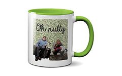 Oh Nutty! Mug - Funny Joke Novelty TV Show Cup Presents Gifts Ideas Tea Coffee Novelty Heavy Duty Handle Dino Coated Dishwasher/Microwave Safe Sublimation Ceramic (Green Handle)