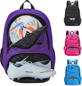 Hsmihair Youth Soccer Bag-Soccer Backpack & & Backpack for Football Volleyball Basketball,with Ball Compartment and Separate Cleat Training Package (Purple)