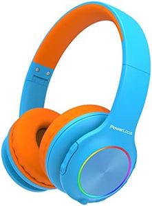 PowerLocus Kids Headphones, Bluetooth Headphones Over Ear for Kids, LED Lights, 74/85/94dB Safe Volume Limit Headphone, Micro SD/TF, Foldable with Hi-Fi Stereo, Built-in Mic for School/Tablet/Travel