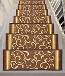 Gloria Stair Rug -Skid Resistant Indoor Outdoor Beautifully Designed Stair Treads Non Slip Set of 7 (8.5" x 26") Stair Mats with Rubber Backing (Brown Floral)