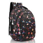 Half Moon Spring 35L School Bags For Boys/School Bag For Girls | Backpack For Men Or Backpack For Women | Water Resistant | 5 Zips Stylish And Trendy College Bag For Men & Women (Space Black)