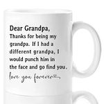 Shqiueos Grandpa Gifts-Thanks for Being My Grandpa Mug 11 Oz, Funny Grandpa Birthday Gifts from Grandkids, Grandparents Day, Father’s Day, Christmas Gifts for Grandpa Coffee Cup