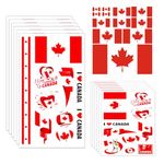 Canada Day Temporary Tattoos Sticker，Canadian Flag Stickers for Adults and Kids Waterproof Tattoo Stickers Canadian Holiday Decoration(10pcs Tattoos Sticker+1pcs Flag Sticker)