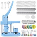 Button Badge Maker Machine Multiple Sizes 1+1.25+2.25 inch DIY 300 Plastic Pin Back Button Sets, KEYSAFER Badge Press Machine with 10 Bottle Opener, 10 Key Chain Suits, Molds & Round Paper Cutter