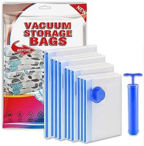 Vacuum Storage Bags, 10 Pack Space Saver Bags for Clothes with Free Hand Pump, Reusable Vacuum Sealer Bags for Storing Pillows Clothes Duvets Blankets Bedding (Small*3+Medium*3+LargeA*3+Jumbo*1)