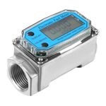 Uadme Digital Turbine Flow Meter, Water Diesel Fuel Flow Meters Electronic Flowmeter 15-120L 1in NPT for Diesel, Kerosene, Gasoline(Blue)