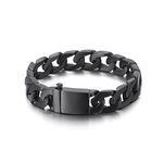 Beydodo Cuban Bracelet for Men, Bracelet Stainless Steel for Women 9 inch Black Curb Chain Bracelet 13mm Width