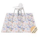 Splat Mat for Under High Chair/Arts/Crafts, Waterproof and Anti-Slip Splash Mat Floor Protector, Washable Highchair Floor Mat, 51 Inch Reusable Messy Mat and Baby Feeding Table Cloth (Duck)