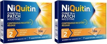 NiQuitin 14 mg Nicotine Patch - Step 2 - Stop Smoking Aid Therapy - 7 Clear Patches for 1 Weeks Treatment - 24h Craving Control - Invisible Nicotine Patches, 7 Count (Pack of 2)