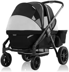 Evenflo Pivot Xplore Dreamz All-Terrain Stroller Wagon with Bassinet Insert (Jetsetter Black)