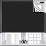 Portable Blackout Blind 300x145cm, Temporary 100% Blackout Material, Easy to Stick On No Drill Blinds Blackout Curtains for Bedroom, Nursery, Loft, with Self Adhesive Fasteners and A Scissor