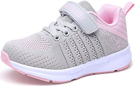 Ragazze Scarpe Ginnastica Bambine Formatori Ragazzi 32EU Scarpe Corsa Bambino Scarpe Sportive Running Bimbo Tennis Scarpe Indoor Bambini Scarpe Fitness Basket Sneakers Leggero Unisex Grigio Rosa