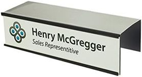 Quality Aluminum, Changeable Cubicle Nameplate Holder, Satin Silver Base, and Matte Black Name Plate Holder, Guaranteed Not to Crack (3" Depth)