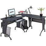 Large Corner Computer and Gaming Desk Table with Keyboard Shelf and CPU Trolley for Home Office in Graphite Black - Piranha Furniture PC 21g