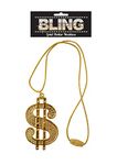 DOLLAR MEDALLION BLING ALI G GANGSTER PIMP RAPPER FANCY DRESS FUN ACCESSORY#Gold