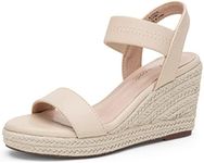 Vepose Women's Wedge Sandals Nude Pu Platform Espadrilles Sandals Synthetic Leather Ankle Strap Open Toe 881 Sandals with 3.5" Inchs High Heel Summer Shoes Size 10 (CJY881 nudepu 10)