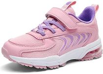 PERSOUL Air Shoes for Boys Girls Kids Children Tennis Sports Athletic Gym Running Sneakers, Pinkpurple 1, 6 Big Kid