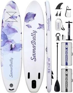 SamaDally 10.6' Inflatable Stand Up Paddle Boards, 32" Paddle Board of All Skill Levels with Complete Inflatble SUP Accessories, Hand Pump, Waterproof Bag, Removable Fin, Leash (Purple Flower)