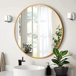 The arts box Round Mirror for Bathroom, Gold Circle Mirror for Wall Mounted, Modern Brushed Brass Metal Frame Round Mirror for Wall Decor, Vanity, Living Room, Bedroom, Framed (Gold, 24Inch)