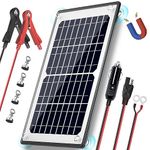 POWOXI Solar Panel, 12V 10W Magnetic Solar Battery Charger Maintainer, Built-in Intelligent Charge Controller, Waterproof Solar Trickle Charger Alligator Clip for Car RV Motorcycle Marine, etc.