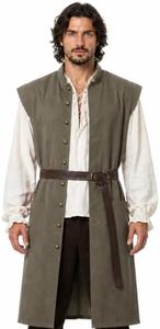 Pirate Vest with Belt, Medieval Viking Renaissance Costume for Halloween