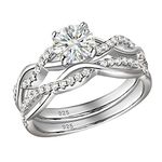 SHELOVES 925 Sterling Silver Womens Wedding Rings Bridal Set Infinity Band Ring Simulated Diamond CZ Sz S