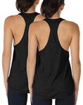 icyzone Workout Tank Tops for Women - Athletic Yoga Tops, Racerback Running Vest Top, 2-Pack (M, Black/Black)