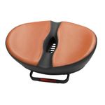 LR Decor E-Shop Bike Seat for Men Women No Nose Wide PU Large Comfort Bike Seat Cushion Brown