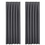 BellaHills Blackout Curtains - Pencil Pleat Window Curtain Panels Bonus Tie Backs for Full Shades Thermal Insulated Cold Against Drape for Living Room, 2 Pieces, Charcoal Grey