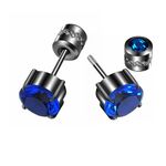 ZOCOYUU 4 Pairs Titanium Screw Back Surgical Stainless Steel Stud Earrings for Women Men,Rainbow 5A Cubic Zirconia Studs Double Side Earrings Piercing Sleeper Studs Jewelry 6mm (Black-Blue-6mm)