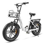 SAMEBIKE 20" Electric Bike FoldIng E-bike for Adults 36V 13Ah Removable Battery Electric Bicycle with Basket Fat Tires E-bike for Commuting and Off-Road Adventures (White)