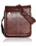 JAIRAJ Brown Stylish PU Synthetic Leather Men's Sling Bag Cross Body Travel Office Business messenger (tan)