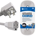 ELECTERY Heavy Duty Appliance Extension Cord, 14 AWG - 3 Prong Grounded Flat Plug, Gray Power Wire for Indoor Air Conditioner and All Major Appliances, 15 Amps, 1875W, ETL Listed. (50 Ft)