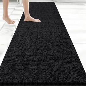 Bcoimo Long Bathroom Rug 60" x 24", Absorbent Non Slip Bath Mat, Washable Quick Dry Bathroom Runner Rug for Shower, Tub, Sink and Vanity