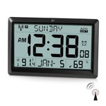 SZELAM Radio Controlled Wall Clock,10.5" Large Display Digital Wall Clock Battery Operated,Digital Calendar Auto Setting Desk Clocks with Indoor Temperature, Humidity,Date,Day,Auto DST for Elderly