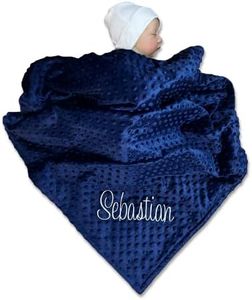 AleMir Fashion Embroidered Blanket Baby – Beautiful Monogrammed Blanket – Large Personalized Baby Blanket for Boys and Girls – Soft Polyester Baby Blanket with Custom Name – 28 x 34-inch