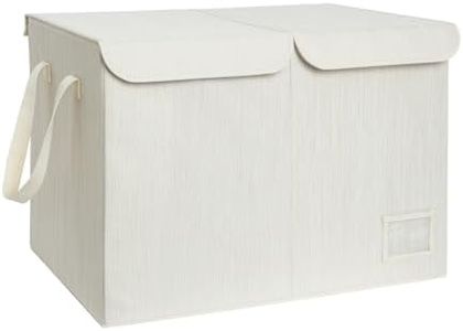 StorageWorks Storage Bin with Flip-Top Lids, Collapsible Storage Box, Nursery Organizer with Handles for Playroom, Bedroom, White, 24 ¾"L x 13" W x 16" H