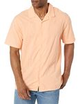 Volcom Men's Regular Baracostone Short Sleeve Classic Fit Shirt, Peach Bud, Large