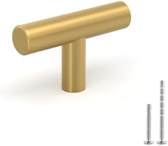 LONTAN 50 Pack Gold Cabinet Knobs Brushed Brass Kitchen Knobs Gold Drawer Knobs Bathroom Cupboard Furniture Hardware 2in Overall Length