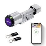 WAFERLOCK C760 Euro Smart Cylinder, Smart Lock, IP68 Waterproof, Fire Protection, App Control, Bluetooth, RFID Card/Pin Code, Anti-Drill, 35/35-50 (70-85mm), Nickel Finish, EN15684 Certified