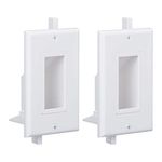 Recessed Wall Plate 2 Pack Decotive Cable Wall Plate with Fly Mounting Wings Bottom Opening for Low Voltage Cable Pass Through WI1009-2