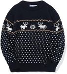 GRANDWISH Baby Boys Girls Christmas Sweater, Toddler Knitted Cotton Christmas Reindeer Sweater 18M-5T, Navy, 4 Years