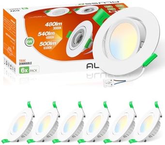 ALUSSO LED Einbaustrahler 230V 76mm, 6W Neigung Einbaustrahler LED Flach 25mm 3CCT Warmweiß 3000K Naturweiß 4000K Kaltweiß 6500K, Einbaustrahler LED Dimmbar für Küche Badezimmer Wohnzimmer 6er-Pack