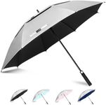 ZOMAKE 54 Inch Golf Umbrella UV Protection - Extra Large Golf Umbrellas Sun Protection Automatic Grand Parapluie de Golf Double Canopy Vented Windproof for Sun And Rain(Silver & Black)