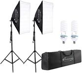 ShowMaven Softbox Lighting Kit, Studio Lights with 2 135W Bulbs 5500K Continuous Photography Lighting Kit for Filming Portrait Product Shooting Photography Video Recording