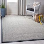 SAFAVIEH Natural Fiber Collection Area Rug - 9' x 12', Natural & Dark Grey, Rustic Border Sisal Design, Easy Care, Ideal for High Traffic Areas in Living Room, Bedroom (NF151A)