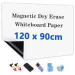 JOMUSAGA Magnetic Whiteboard Paper, 120x90cm DIY Self-Adhesive Dry Erase Board Sheets, Whiteboard Film Stick on Wall for School/Home/Office, Include Dry Wipe Pens, Eraser, Magnets